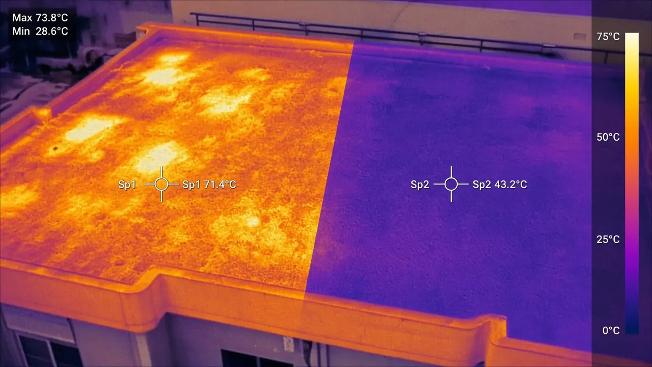 Illustrative thermal inspection of a villa roof